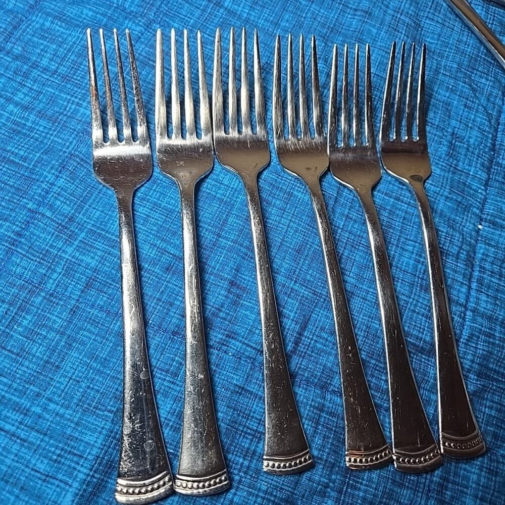 Lenox PORTOLA Glossy Set of 6 Salad Forks 18/10 Stainless Flatware (7 1/4")